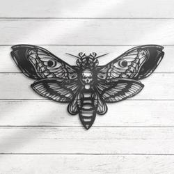 Emo Goth Butterfly Skull Metal Wall Art Halloween Decoration for Home