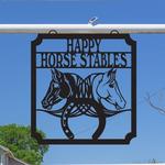 entrance gate farm sign with horses with horseshoe western theme custom metal signs gift for farmer 0