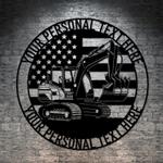 excavator digger american machine operator patriotic heavy machinery custom metal signs 0