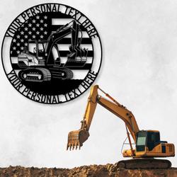 excavator digger american machine operator patriotic heavy machinery custom metal signs 2
