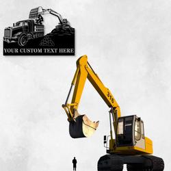 excavator loading truck excavator operator truck driver machine operator patriotic art custom metal signs 2
