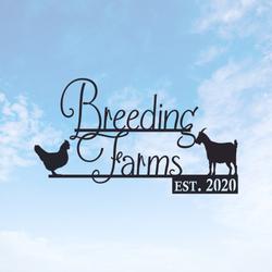 family farm sign with goat and chicken chicken coop goat decor custom metal signs gift for farmer 1