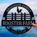 family rooster sign metal wall art retro poultry gift personalized metal signs housewarming gift 0
