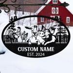 farm animals chickens goat and pig cedar trees custom metal signs gift for farmer 0