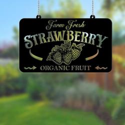 farm fresh strawberry organic fruit custom metal signs gift for farmer 2