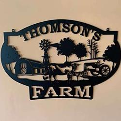 farm house wall art cow chicken farmer personalized metal sign 2