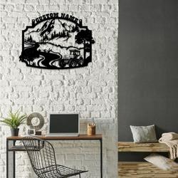 farm scene tractor on field pine forest and mountain custom metal signs gift for farmer 2
