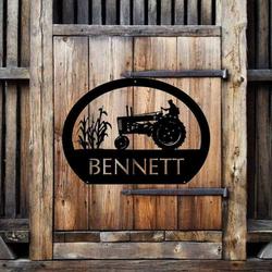 farm sign with corn stalks tractor family farm sign personalized metal wall art outdoor decor 1