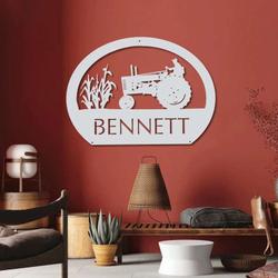 farm sign with corn stalks tractor family farm sign personalized metal wall art outdoor decor 2