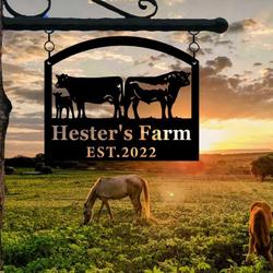 farmhouse farm farmer home decor personalized metal sign cow calf chicken tractor sign 2