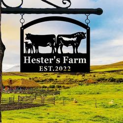 farmhouse farm farmer home decor personalized metal sign cow calf chicken tractor sign 3