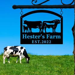 farmhouse farm farmer home decor personalized metal sign cow calf chicken tractor sign 4