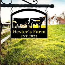 farmhouse farm farmer home decor personalized metal sign cow calf chicken tractor sign 5