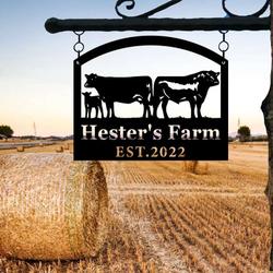 farmhouse farm farmer home decor personalized metal sign cow calf chicken tractor sign 6