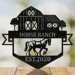 farmhouse name metal sign horse ranch outdoor family ranch sign horse lover gift 2