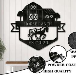 farmhouse name metal sign horse ranch outdoor family ranch sign horse lover gift 3