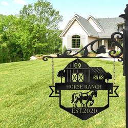 farmhouse name metal sign horse ranch outdoor family ranch sign horse lover gift 4