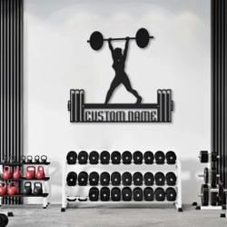 female bodybuilder metal art personalized metal name signs fistness wall art gym room decoration 2