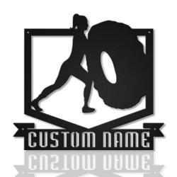Female Bodybuilder Metal Wall Art Personalized Metal Name Signs Home Decor Sport Lovers Gifts