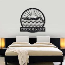 female swimmer metal sign personalized metal name signs home decor sport fan gifts 2