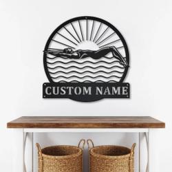 female swimmer metal sign personalized metal name signs home decor sport fan gifts 3