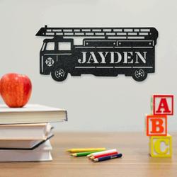 fire engine ladder truck monogram fire department business custom metal signs 1