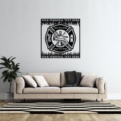 fire fighter maltese cross flames fire department custom metal signs 1