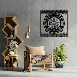 fire fighter maltese cross flames fire department custom metal signs 2