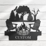 fire pit campfire metal wall art personalized metal name sign lake house decor 0