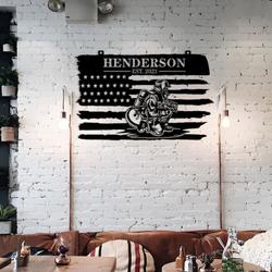 firefighter american flag fire department custom metal signs 2