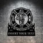 firefighter in maltese cross fire department custom metal signs 0