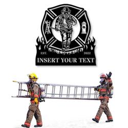 firefighter in maltese cross fire department custom metal signs 3