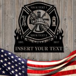 firefighter maltese cross fire department custom metal signs 1
