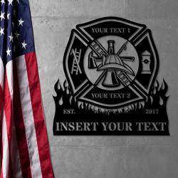 firefighter maltese cross fire department custom metal signs 2