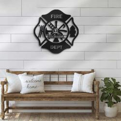 firefighter maltese cross personalized metal signs custom fireman name sign home decor fire department 1