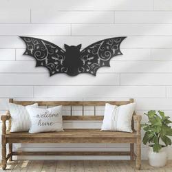 floral bat metal sign halloween signs halloween decoration for home 2