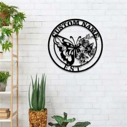 floral butterfly metal sign personalized name garden signs decor yard house 2