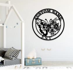 floral butterfly metal sign personalized name garden signs decor yard house 3