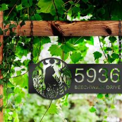 floral cat moon phases cats address sign house number plaque custom metal signs 2