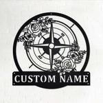 floral compass camping custom metal sign 0