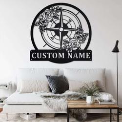 floral compass camping custom metal sign 1