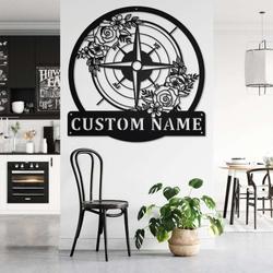 floral compass camping custom metal sign 2