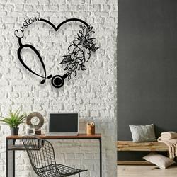 floral heart stethoscope nursing custom metal signs 1