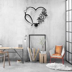 floral heart stethoscope nursing custom metal signs 2