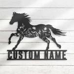 floral horse farmhouse personalized horse flower lover metal ranch sign 0
