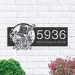floral microphone address sign house number plaque for vocal teacher recording studio business custom metal signs 0