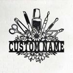 floral nail tools nail salon decor custom metal sign with nail artist name 0