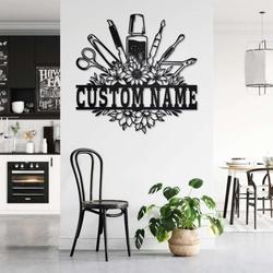 floral nail tools nail salon decor custom metal sign with nail artist name 2