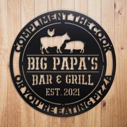 funny barbecue sign bar grill christmas gift for dad custom metal signs 1