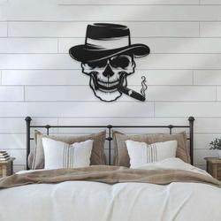 gangter sugar skull cigar smoking bar sign wall art metal sign smoker man cave gift 1